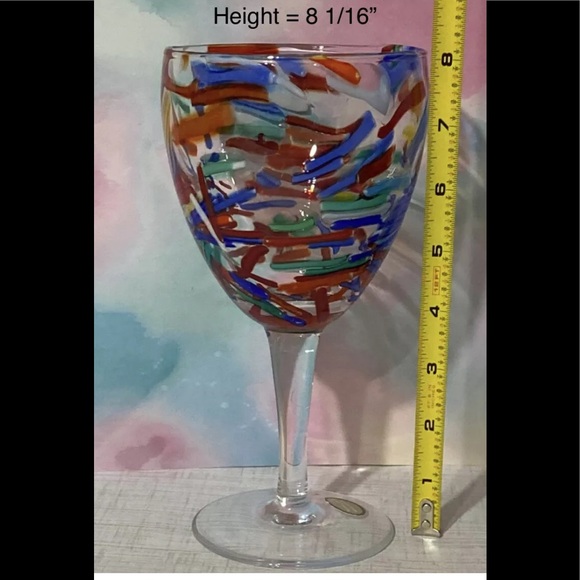💫HOST PICK💫Verre Soufflé “Confetti” Blown Glass 16 Oz Wine Water Goblet NWOT - Picture 4 of 8